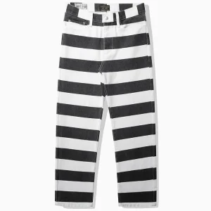 Retro Canvas Work Trousers Men's Straight Leg Casual Long Pants Heavyweight Cotton American Motorcycle Sle Wide Stripe - AliExpress Pants