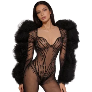 Sexy See Through Crystal Stage Performance Jumpsuit Women Music Festival Outfits Las Vegas Show Stripper Clothes Bodycon Romper - AliExpress Jumpsuits&Rompers