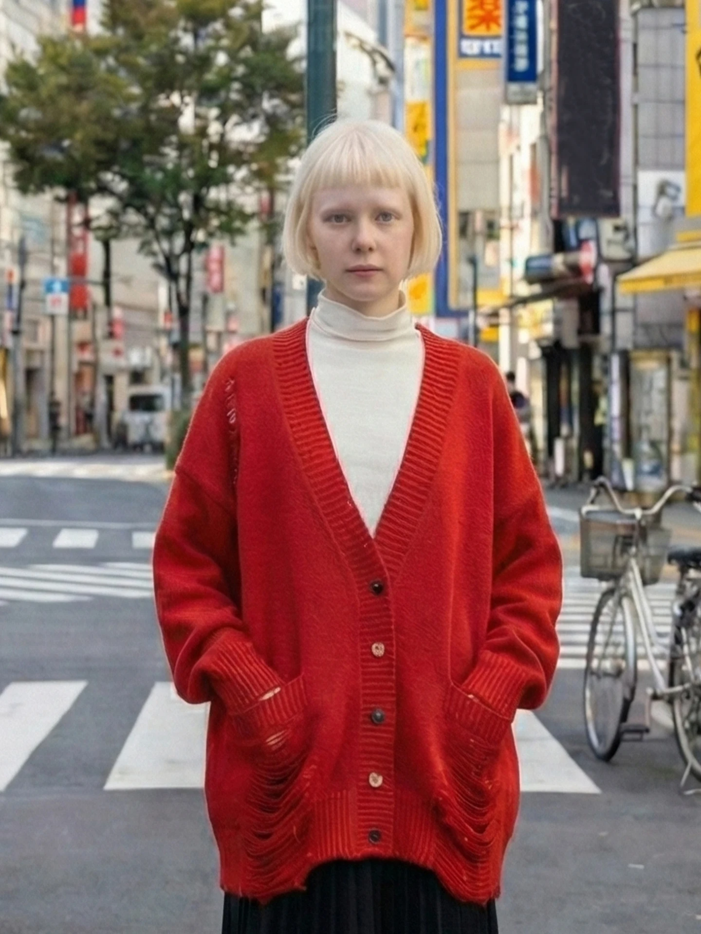 imakokoni Red Slouchy Cardigan Women V-neck Distressed Loose Knit New Arrival 255323 - AliExpress Sweaters&Jumpers