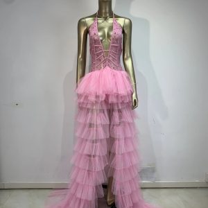 Women Sexy Mesh Deep-V Neck Sparkly Rhinestone Pink Bodysuit Birthday Party Nightclub Performance Costume Stage Outfit - AliExpress Jumpsuits&Rompers