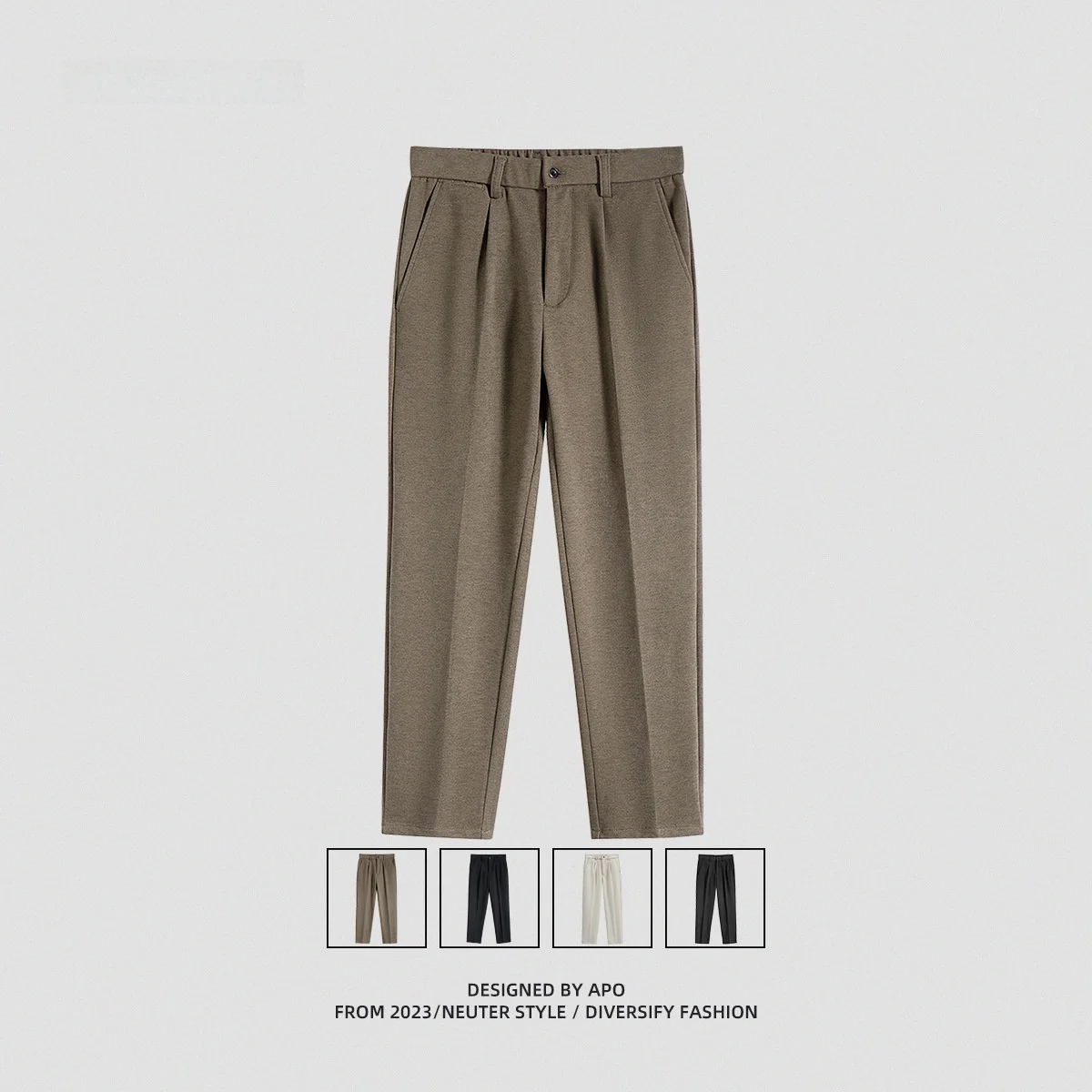 Men's Casual Thiened Woolen Straight Leg Pants Autumn Winter New Faion Ci Sle mid Waist Long Trousers - AliExpress Pants
