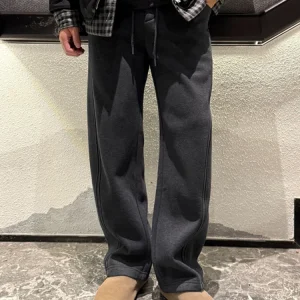 High-End Fce Lined Thi Casual Pants Men's Winter New Straight Leg Drapey Knife Pants Men's Versatile Sweatpants - AliExpress Pants