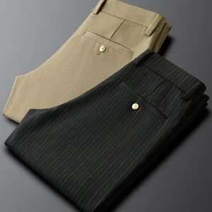 Contains wool casual business pants men summer thin men vertical stripes slim slim feet men handsome - AliExpress Pants