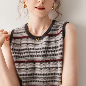 Retro Knitted Wool Camere Vest Women's Soft Cozy Layering Svel Striped Vest round Ne Pullover Comfortable Fit - AliExpress Sweaters&Jumpers