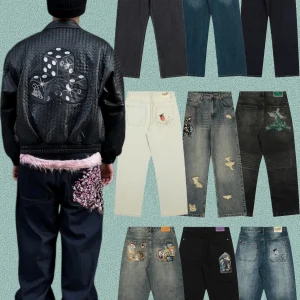 Heavyweight Streetwear American Sle Jeans Loose Casual Pants Cotton Embroidered Retro Pattern Youth Summer Faion Trend - AliExpress Pants