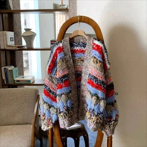 Women Vintage Multicolor Chunky Knit Cardigan Color Block Loose Fit Open Front Sweater Coat Long Sleeve 2025 Fall Winter Outfits - AliExpress Sweaters&Jumpers