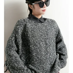 Loose Knitted round Ne Sweater Women's Autumn Winter Soft Polyester Wool Blend Floral ey Lazy Sle Comfortable Fit Sweater - AliExpress Sweaters&Jumpers