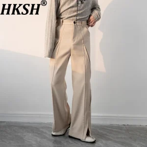 HKSH Spring Autumn New Men Tide Korean Vibe Deconstructed Patchwork Slit Straight Casual Suit-Pants Draped Chic Ins Vibe HK20342 - AliExpress Pants