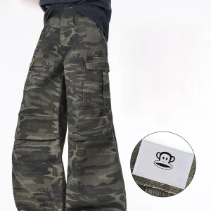 PaulFrank American Retro Camouflage Workwear Casual Pants Men Spring Trend Loose Wide Leg Long Trousers Youth Straight Tube - AliExpress Pants