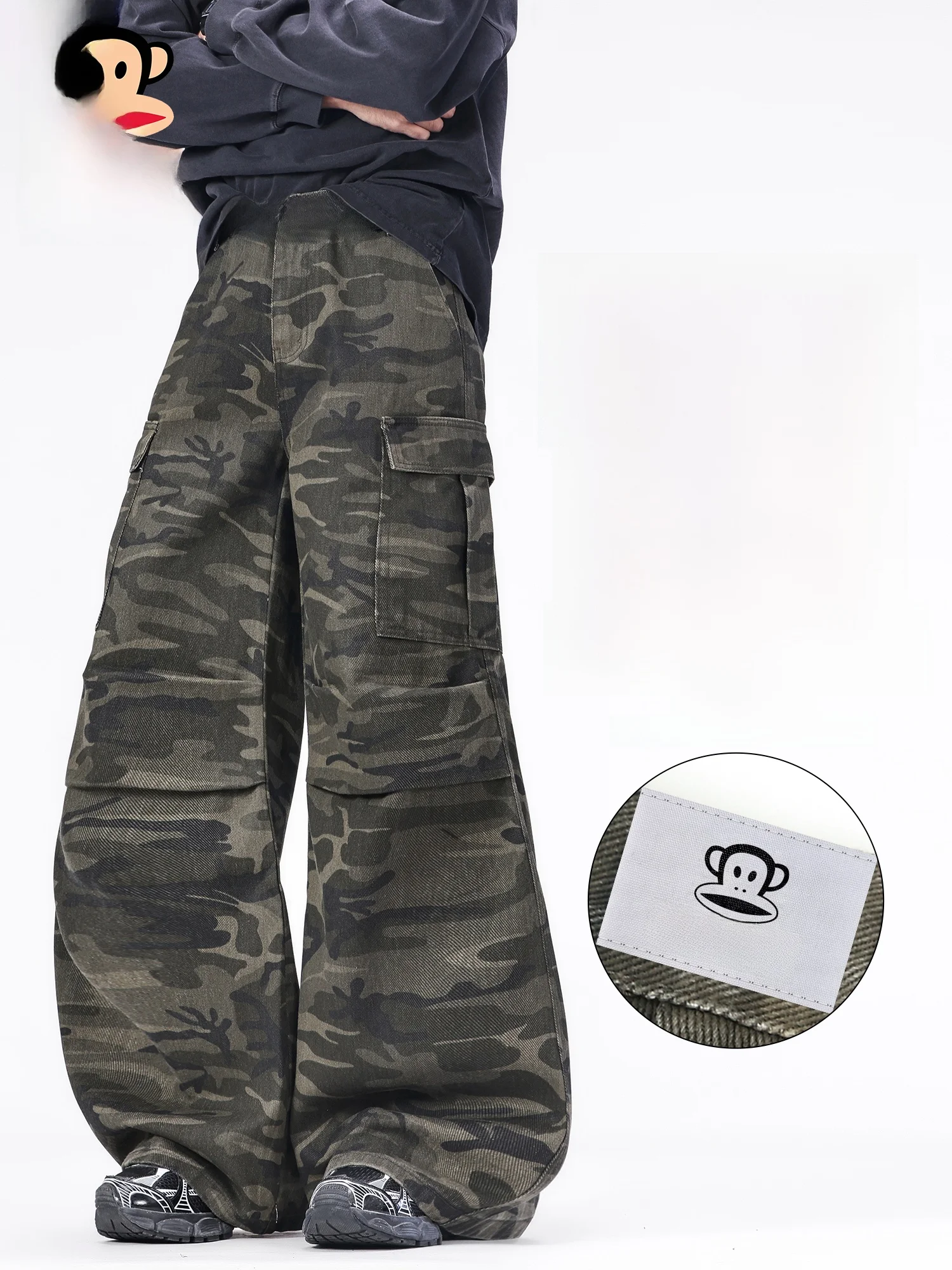 PaulFrank American Retro Camouflage Workwear Casual Pants Men Spring Trend Loose Wide Leg Long Trousers Youth Straight Tube - AliExpress Pants