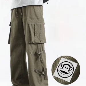 PaulFrank American Sle Loose Wide Leg Casual Pants Pure Cotton Men's Spring New Straight Cut Comfortable Trousers - AliExpress Pants