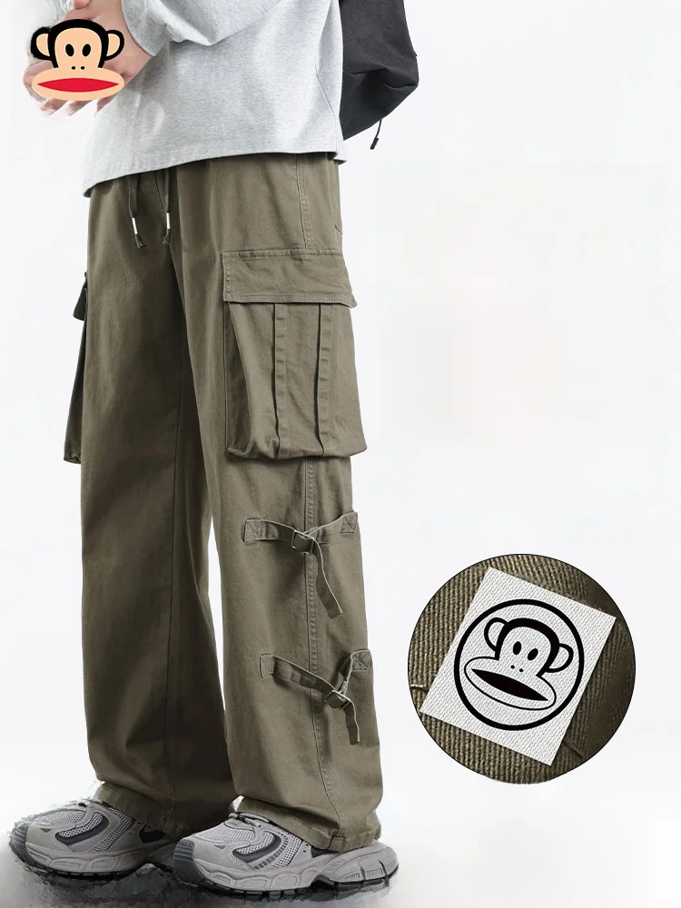 PaulFrank American Sle Loose Wide Leg Casual Pants Pure Cotton Men's Spring New Straight Cut Comfortable Trousers - AliExpress Pants