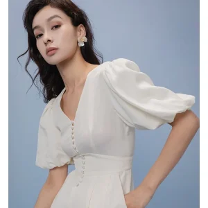 Ele V-ne Bubble Sve One-piece Suit Waist-cinching Design Original Melinda Li Brand Summer Collection Thin Material L... - AliExpress Jumpsuits&Rompers
