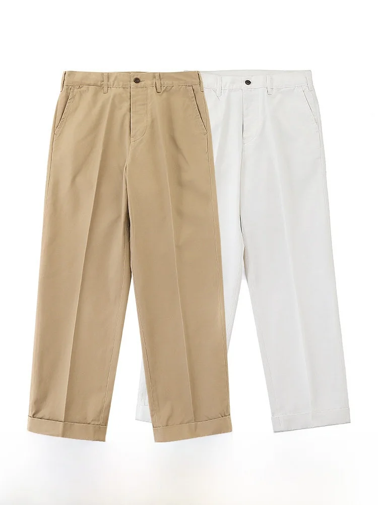 MBBCAR American Retro Khaki Casual Pants High Waist Slim Straight Leg Flat Weave Youthful Energy Sle Cotton Long Trousers - AliExpress Pants