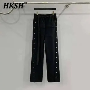 HKSH  Men's Tide Punk Dark RO Double Line Large Size High Street Buckle Split Wide Leg Pants Men's Casual Fashion Cotton HK1395 - AliExpress Pants
