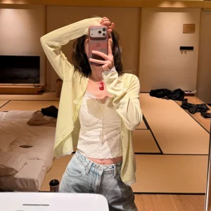 Breathable Elastic Knitted Cardigan Slimming "Laceul" Fiber 60% Lyocell 35% Acrylic 5% Silk Women's Spring Long Sleeve Cardigan - AliExpress Sweaters&Jumpers
