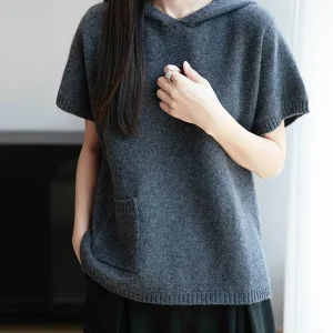 00% Pure Wool Knitted Vest Women's Hooded Pullover ort Sve Sweater Loose Camere Tank Top Outerwear oulder Pad - AliExpress Sweaters&Jumpers