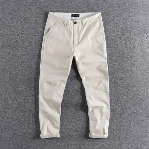 Slim Fit Men's Casual Pants Nine-Tenths Thin Fashionable Summer Casual Trousers mid Waist Washed Processed Travel Style - AliExpress Pants