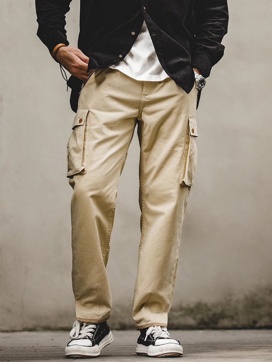 Maden Workwear American 300G Khaki Cone Mountain Pure Cotton Multi-ket Straight Leg Small Foot Pants Casual Trousers - AliExpress Pants