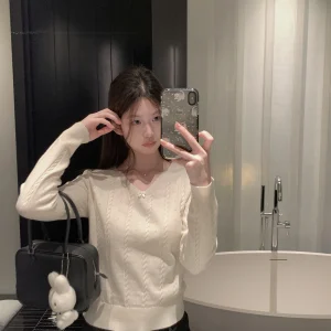 Soft Long Sve V-Ne Knitted Sweater with Hollow out Design And Bowtie Detail Commute Sle Regular Fit for Women - AliExpress Sweaters&Jumpers