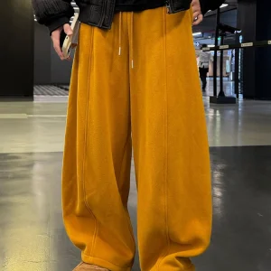 Trendy Versatile Men's Casual Pants Spring Loose Straight Leg Sweatpants Elastic Waist Couples Style Comfortable Loose Fit - AliExpress Pants