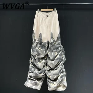 WVGA Spring Autumn New Man Tide Original Design Camouflage Patchwork Trendy PU Leather Niche Chic Casual Flared Pants Ins W11814 - AliExpress Pants