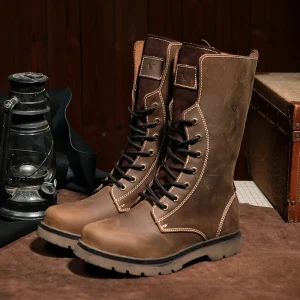 Cow Leather Men's Hiking boots Motorcycle Boots waterproof high top Combat Boots Gothic Belt Punk Boots Men Tactical Sneakers - AliExpress Sneakers