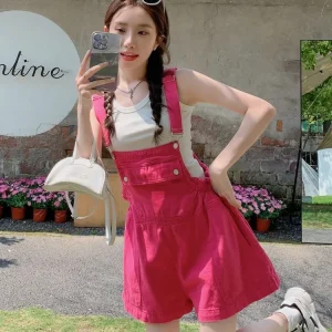 Ele Pink ter One-Piece orts Women's Summer Faion High Waist Wide Leg Pants Vintage Hong Kong Sle Jie Mei orties - AliExpress Jumpsuits&Rompers
