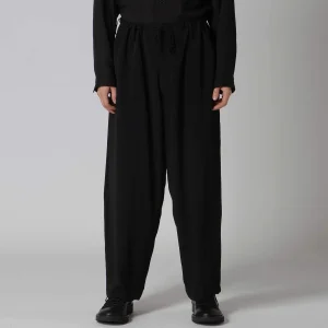 YOJI OOAK loose straight trousers black elastic waist drawstring belt pleated all simple casual men - AliExpress Pants