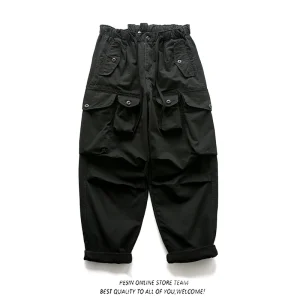 Vintage Heavyweight Distred Waed Outdoor Loose Casual Pants Men's Workwear Trousers with Multiple kets Straight Leg - AliExpress Pants