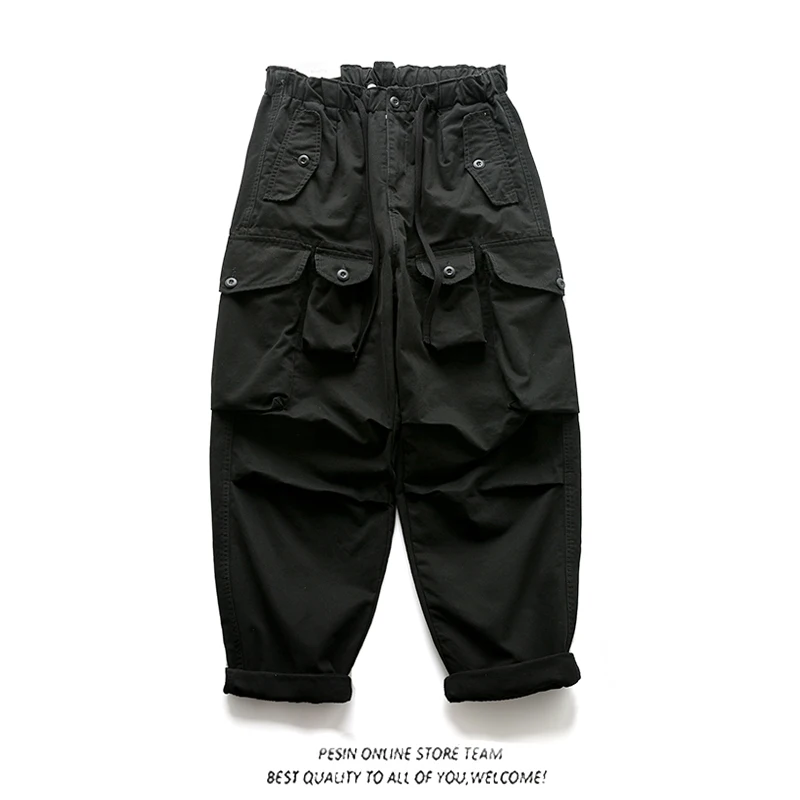 Vintage Heavyweight Distred Waed Outdoor Loose Casual Pants Men's Workwear Trousers with Multiple kets Straight Leg - AliExpress Pants