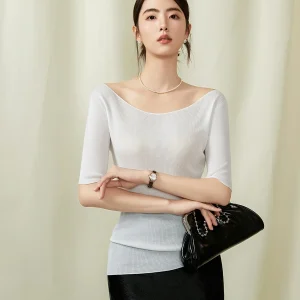 Kiki Wangjiang Qing 6 Needle Sl One-Piece Lyocell  Silk One-oulder Knitted Top Slim Fit Sle Commute Faion - AliExpress Sweaters&Jumpers