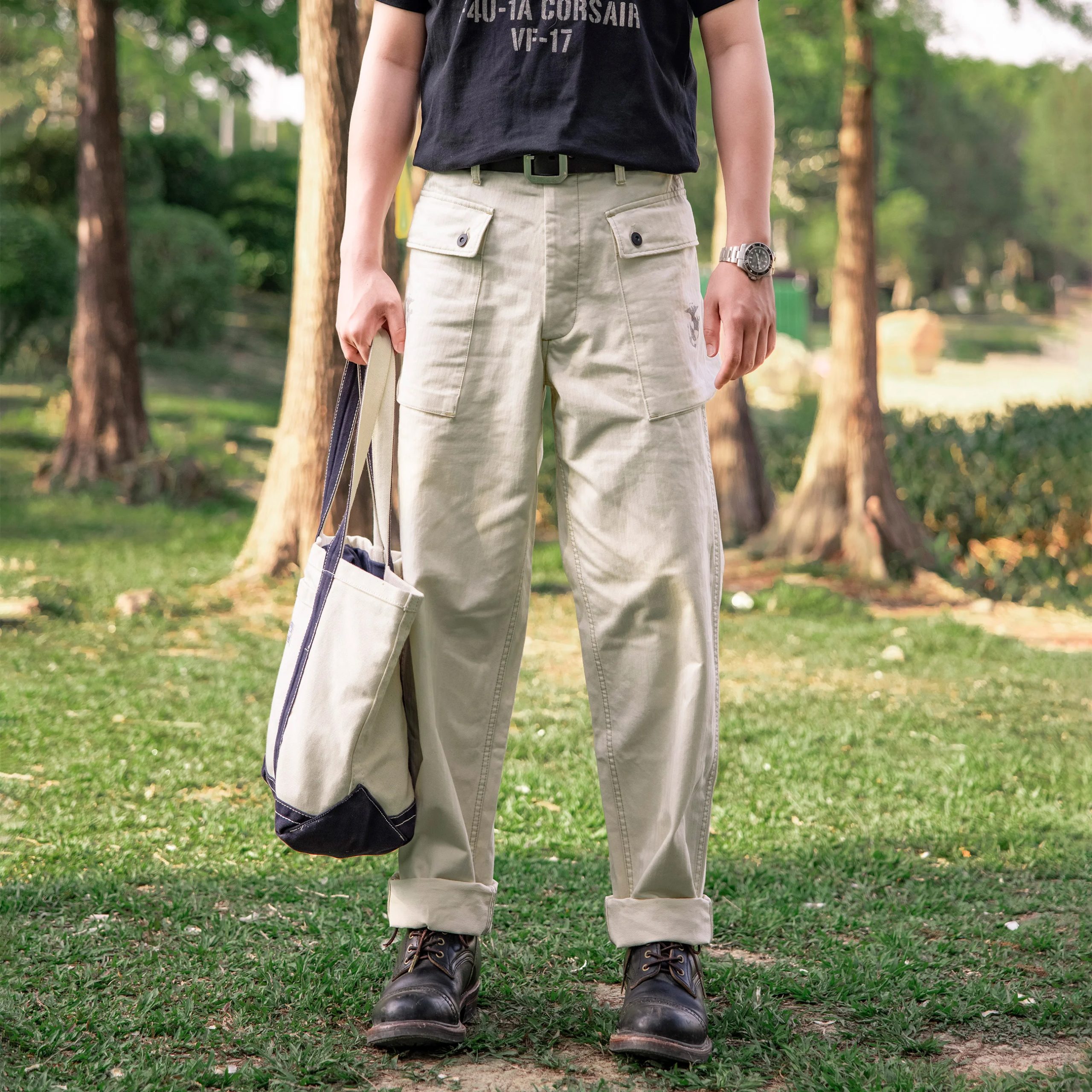 Red Tornado P44 Paratrooper Pants Men's Loose Straight Wide-leg Trousers American Retro Overalls HBT White Casual Trousers - AliExpress Pants