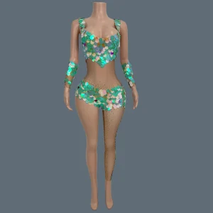 Designer Sparkly Sequins One Leg Jumpsuit Club Showgirl Stage Performance Wear Event Dance Show Streamer Bodysuit Renyudantuiku - AliExpress Jumpsuits&Rompers