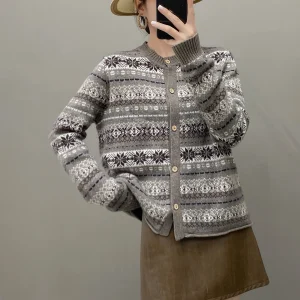 New Fashion Women 100% Cashmere Sweater O-neck Long Sleeves Color-Blocked Cardigan Luxury Leisure Clothing Autumn Winter Top - AliExpress Sweaters&Jumpers