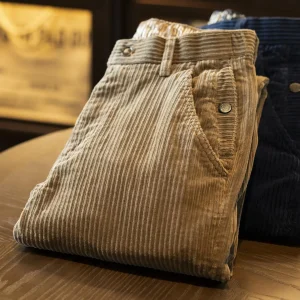 New Men's Corduroy Casual Pants Busin Elastic Thi Straight Leg Loose Fit Dad Sle Striped West Pants Autumn Winter - AliExpress Pants