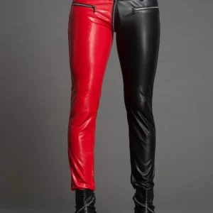 Men's New Slim Fashion Faux Leather Pants Zipper Personality Color Block Tight-fitting Plus Size Male Trousers Singer Costumes - AliExpress Pants