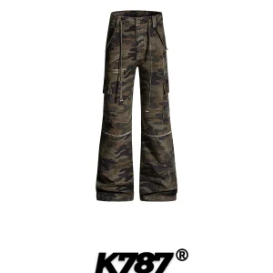 K787 American Retro Camouflage Trousers with Dstring Slimming High Waist for Men And Women Street Sle Floor-Length Pants - AliExpress Pants