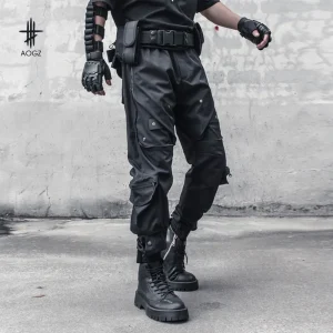 AOGZ Harajuku Casual Loose Elastic Waist Cargo Pants Tactical Pants Men Joggers Sweatpants Trousers Hip Hop Streetwear Techwear - AliExpress Pants