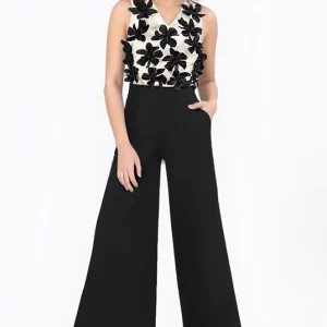 Spring 2025 New Style Sexy Mesh See-through Patchwork 3D Flower Sleeveless Bodysuit Wide Leg Women's Fashionable Onesie - AliExpress Jumpsuits&Rompers