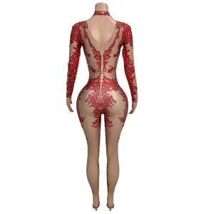 Sexy Red Skinny Spandex Rhinestone Jumpsuits Women Drag Queen Show Stage Performance Rompers Lady Club Playsuits Dancer Bodysuit - AliExpress Jumpsuits&Rompers