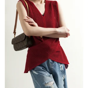Shoulder Padded V-Neck Knitted Vest Sleeveless Summer Top Women's Fashion Street Style Regular Fit Gelling Fiber Blend - AliExpress Sweaters&Jumpers