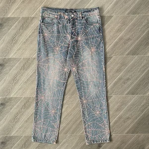 Spider Web Denim Jeans Straight Leg Print Casual Pants mid Waist Long Trousers Youthful Vitality Style Cotton 100% Autumn Season - AliExpress Pants