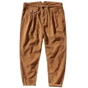 Autumn And Winter New Men 's Corduroy Casual Pants Loose Straight Trousers Vertical Corduroy Japanese-Style Retro Overalls - AliExpress Pants