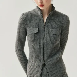 Light Luxury 100% Cashmere Cardigan Sweater Soild Double Zipper Women Autumn Winter Slim Fit Fashion Knit Sweater Jackets Retro - AliExpress Sweaters&Jumpers