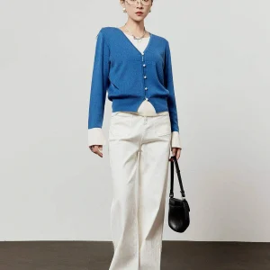 Blue Knitted V-Ne Single Button Slim Fit Top Women's Faion Commute Sle Fake Two-Piece Color Blo Long Sve irt - AliExpress Sweaters&Jumpers