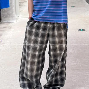VANA ILUSION Crazy Plaid Patterned Joggers Unisex Straight Leg Cotton Trousers Trendy Couple Casual Pants Youthful Energy - AliExpress Pants