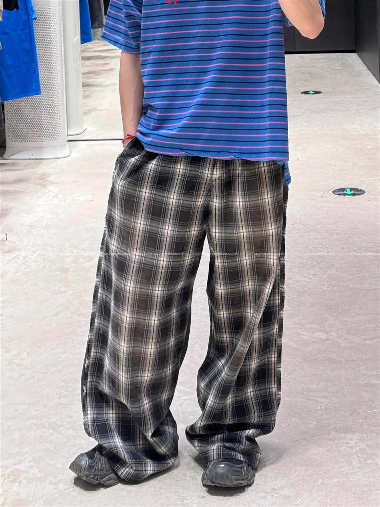 VANA ILUSION Crazy Plaid Patterned Joggers Unisex Straight Leg Cotton Trousers Trendy Couple Casual Pants Youthful Energy - AliExpress Pants