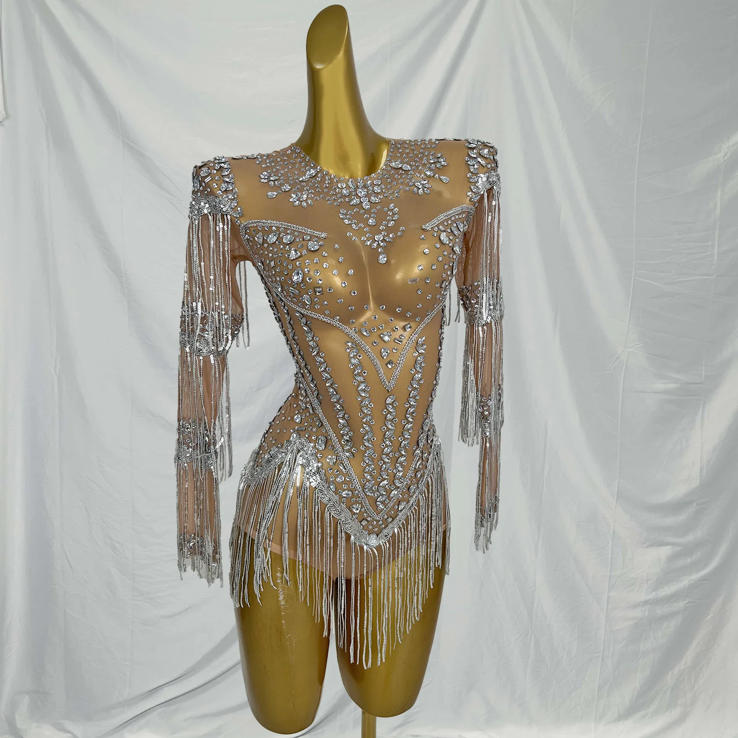 Sexy Tassel Rhinestone One Piece Bodysuit Pole Dance Leotard Festival Costume Women Club Outfits Showgirl Performance Jumpsuits - AliExpress Jumpsuits&Rompers