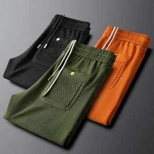 Autumn winter orange bunched feet casual pants men slim soft fashion knit jacquard sweatpants men's sweatpants - AliExpress Pants
